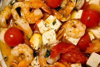 Запеченые креветки с фетой