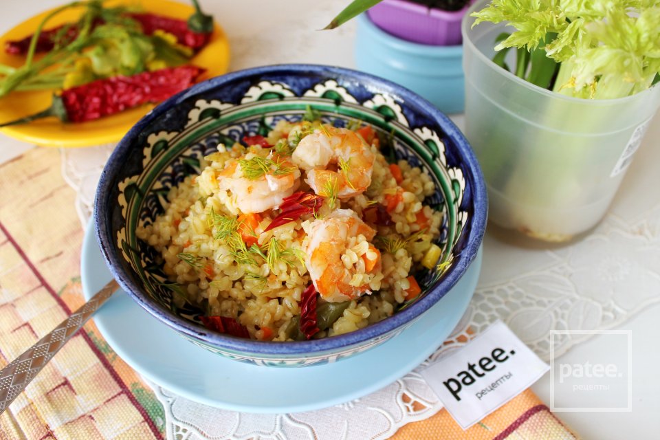 Булгур с мексиканской смесью и креветками - Шаг 13