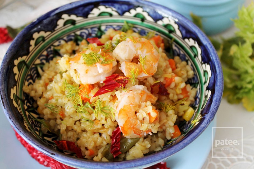 Булгур с мексиканской смесью и креветками - Шаг 14