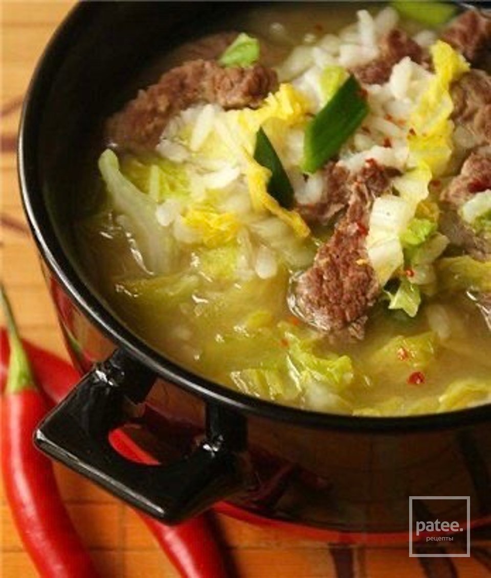 Рисовый суп с говядиной и китайской капустой 🍲 - Шаг 1