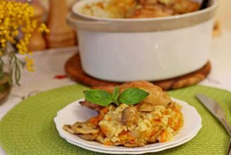 Рис запеченный с грибами и курицей