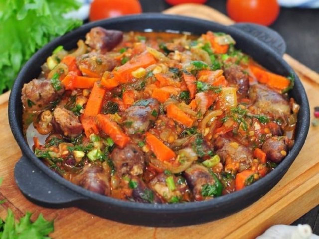 Тушеные сердечки с овощами 👍🏼