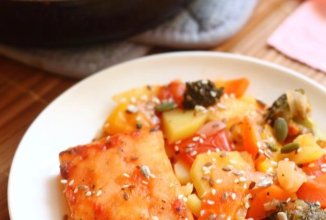 Филе палтуса с овощами в духовке 🐠