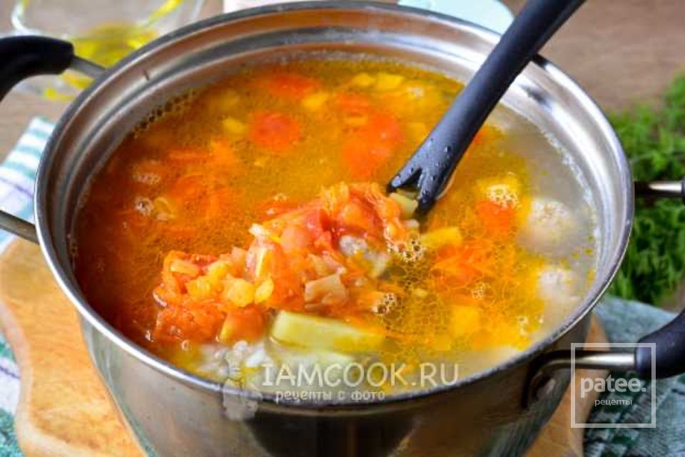 Суп с фрикадельками и помидорами 🍲 - Шаг 12