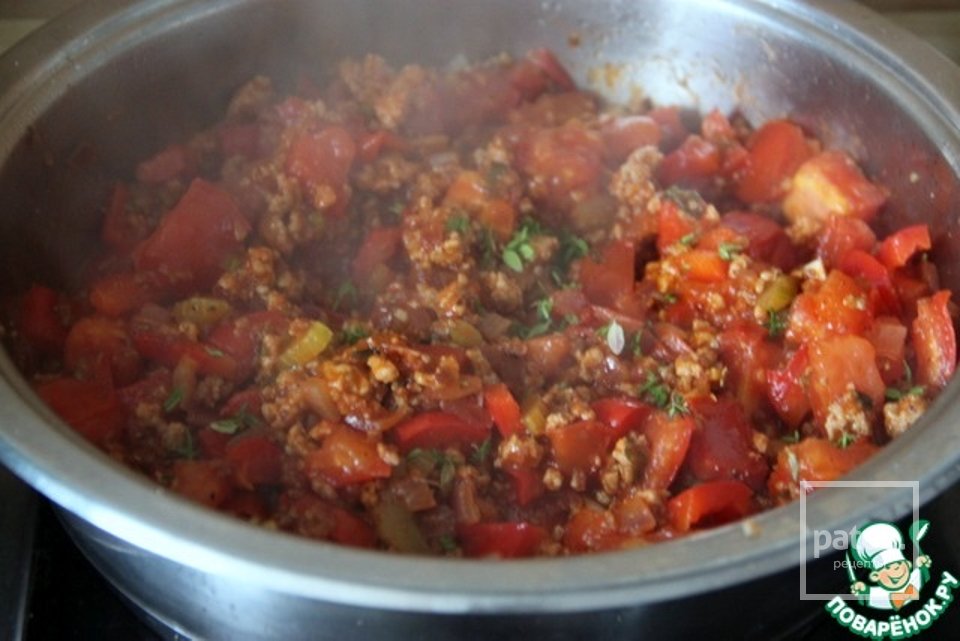 Итальянская сковорода с фаршем, овощами и рисом 🥣 - Шаг 15