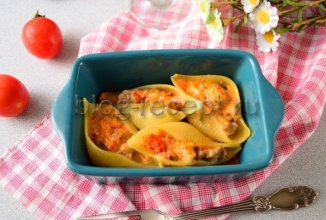 «Ракушки» с фаршем, запеченные в духовке👍🏼