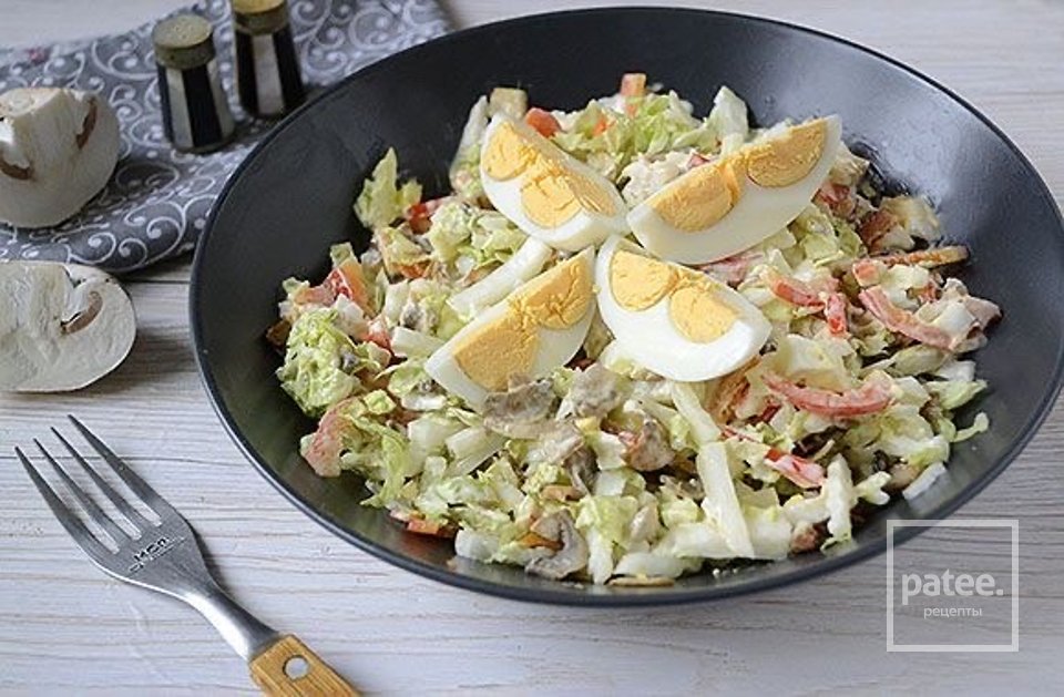 Салат с шампиньонами и пекинской капустой 🥗 - Шаг 7