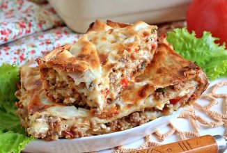 Лазанья из лаваша с фаршем и сметанным соусом 👍🏼