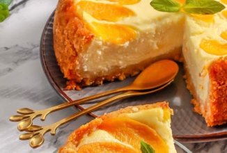 Чизкейк с консервированными персиками🍰