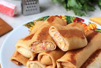 Блины с крабовыми палочками и сыром 🥞