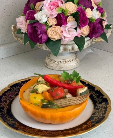 Запечённая тыква с овощами и куриной грудкой 🎃 - Шаг 2