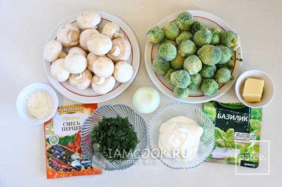 Брюссельская капуста с грибами 🥬 - Шаг 1