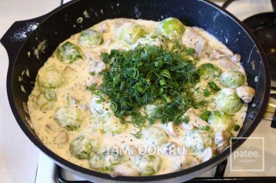 Брюссельская капуста с грибами 🥬 - Шаг 12