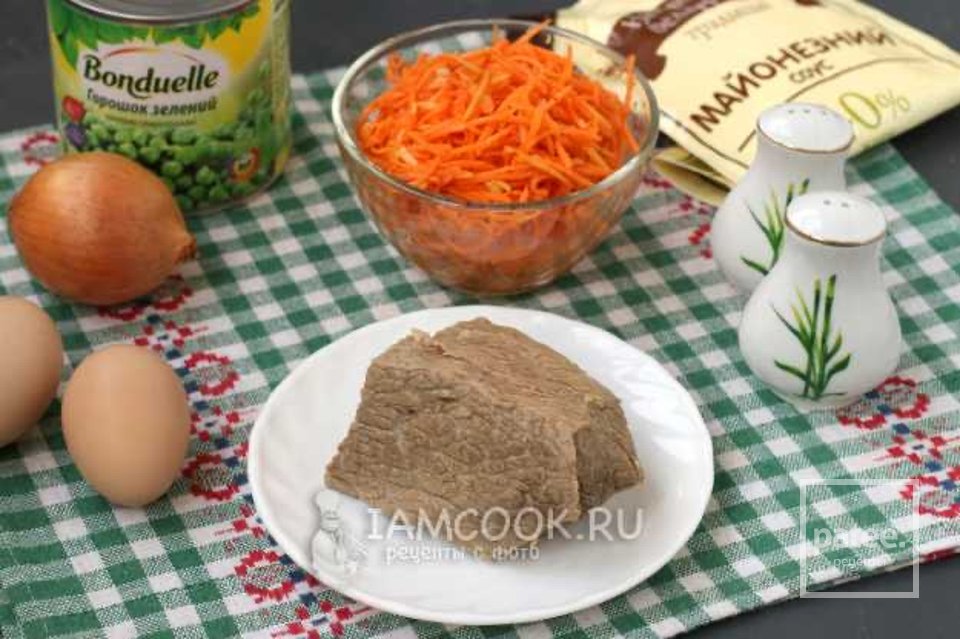 Слоёный салат с говядиной и морковью по-корейски 🥗 - Шаг 1