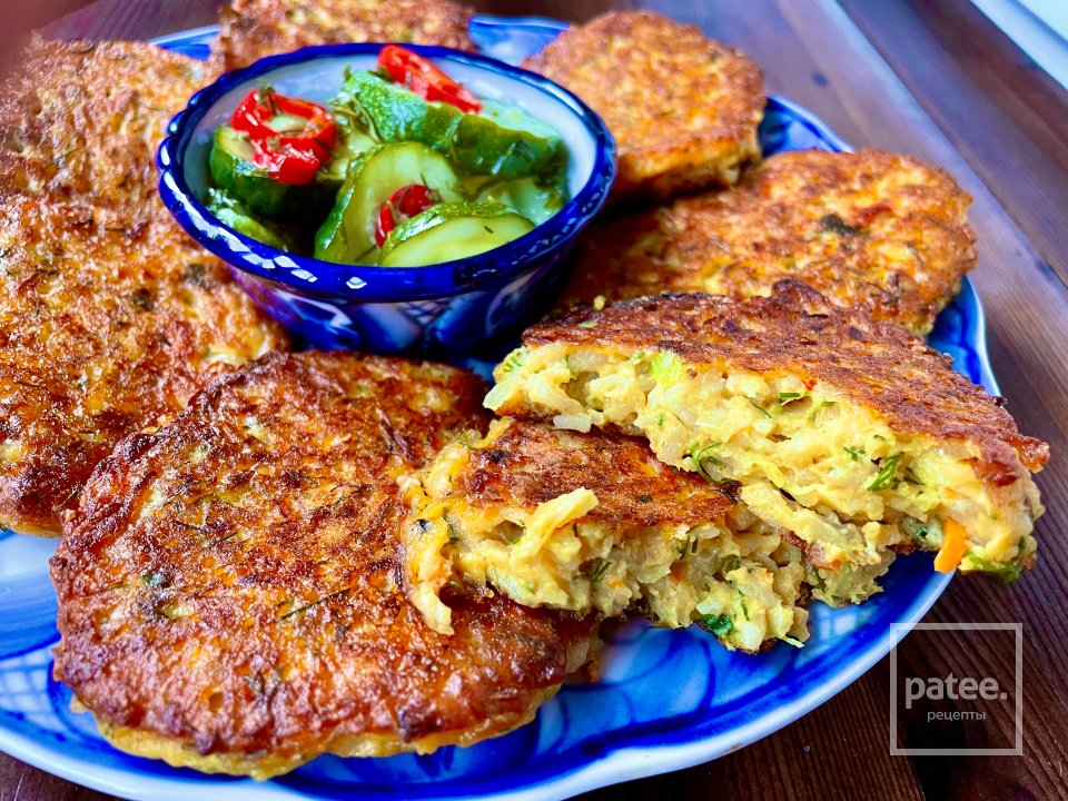 Кабачковые оладьи с рисом. - Шаг 10