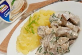 «Язык в сливочном соусе с грибами» 👍🏼