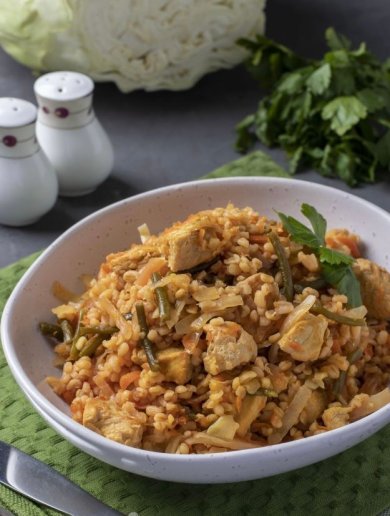 Булгур с индейкой и овощами (на сковороде) 👍🏼