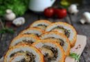 Сырный рулет с фаршем и грибами 👍🏼