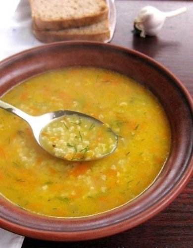 Суп из пшена с чесноком 🍲