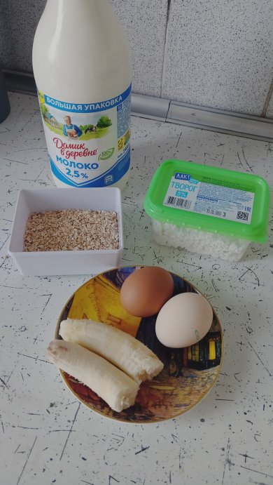 Овсяноблин с бананом и творогом - Шаг 1