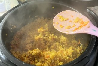 Плов из булгура и свинины в мультиварке