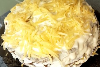 Печеночный пирог в микроволновке с сыром