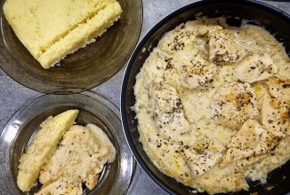 Гедлибже с гарниром из пшенки+поленты