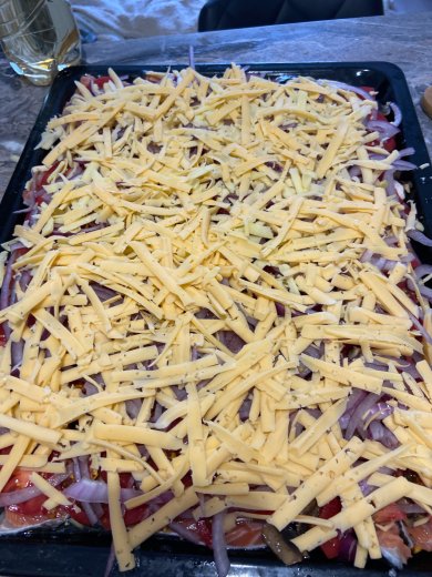 Лосось с грибами,помидорами и сыром запеченый в духовке. - Шаг 6