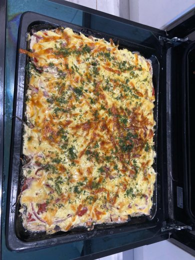 Лосось с грибами,помидорами и сыром запеченый в духовке. - Шаг 8