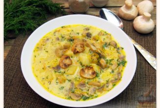 Сырный суп с шампиньонами