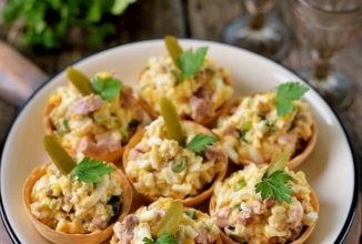 Тарталетки с печенью трески и плавленым сыром 👍🏼