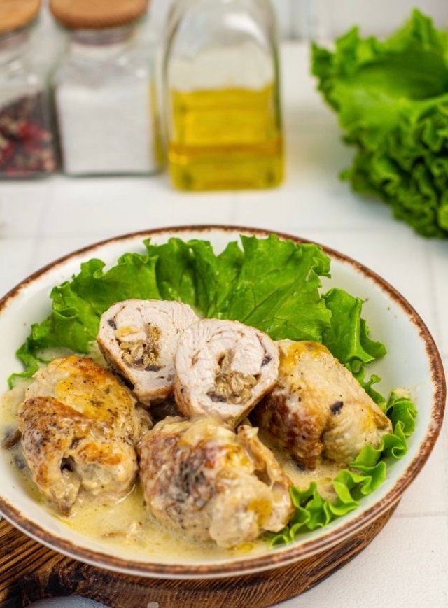 Рулетики из индейки с грибами и сыром 👍🏼