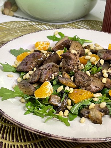 Любимый салат с печенью и мандарином из ресторана. Неожиданное сочетание, супер вкус! - Шаг 12