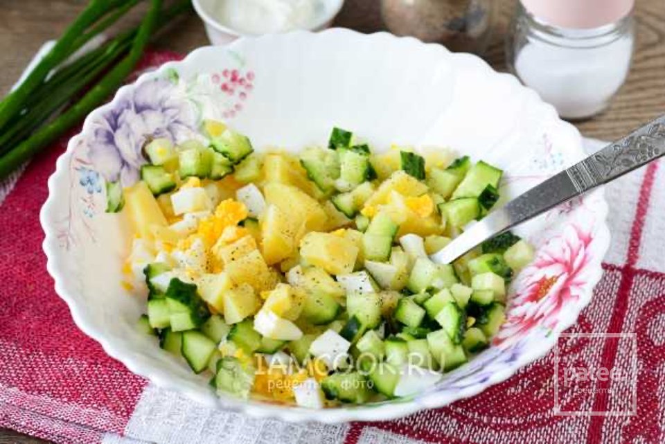 Картофельный салат с яйцом и огурцом 🥗 - Шаг 6