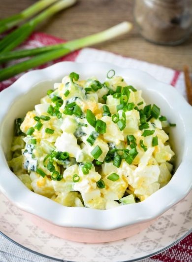 Картофельный салат с яйцом и огурцом 🥗 - Шаг 8