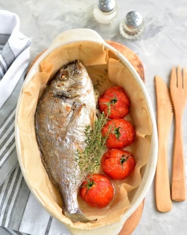 Дорадо, запеченная с голубым сыром 🐠