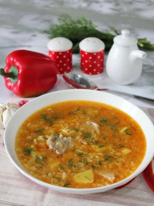 Суп Харчо с картошкой и рисом 🍲