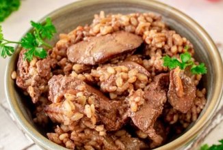 Куриная печень с рисом на сковороде👍🏼