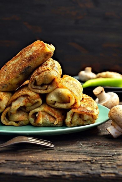 Блины с мясом и грибами 🥞