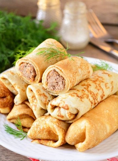 Блины с куриной печенью луком и морковью 🥞