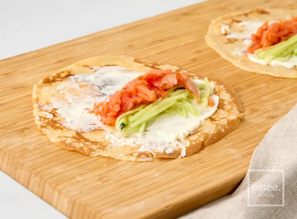 Блины с семгой и сливочным сыром - Шаг 7