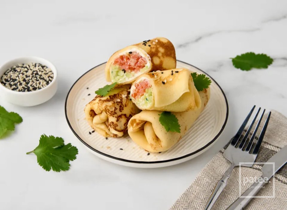 Блины с семгой и сливочным сыром - Шаг 9