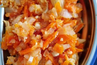 Паста с овощами и мясом