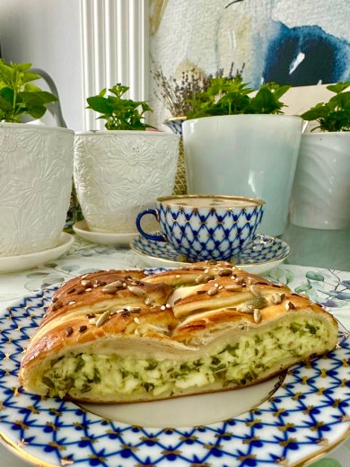 Пирог с рукколой , творогом и сыром. - Шаг 15