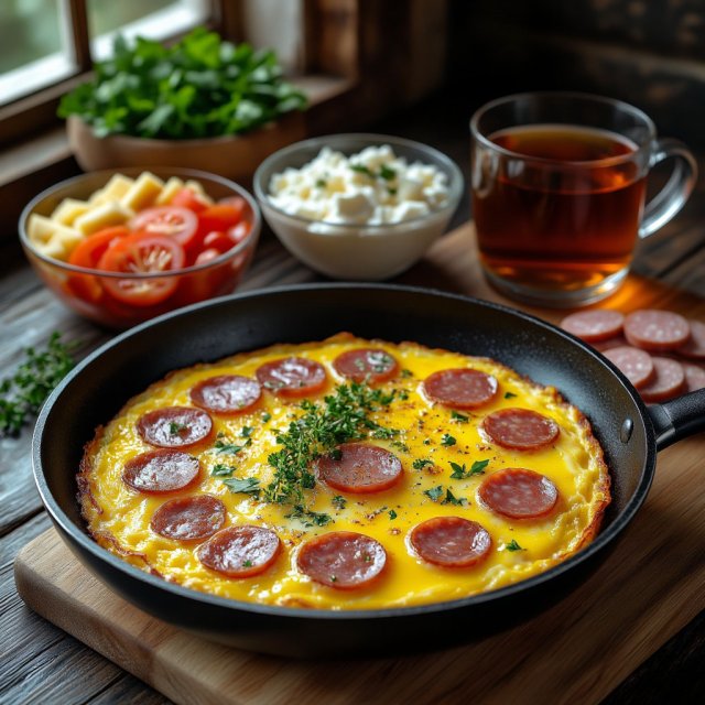 Омлет яичный + любая начинка.