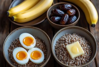 Варёные яйца всмятку + любой доп. перекус.