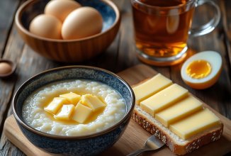 Сладкая рисовая каша на молоке.