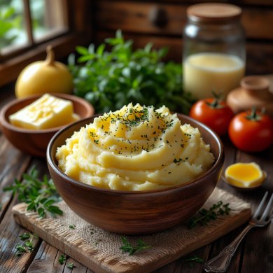 Картофельное пюре с молоком и сливочным маслом / без них.