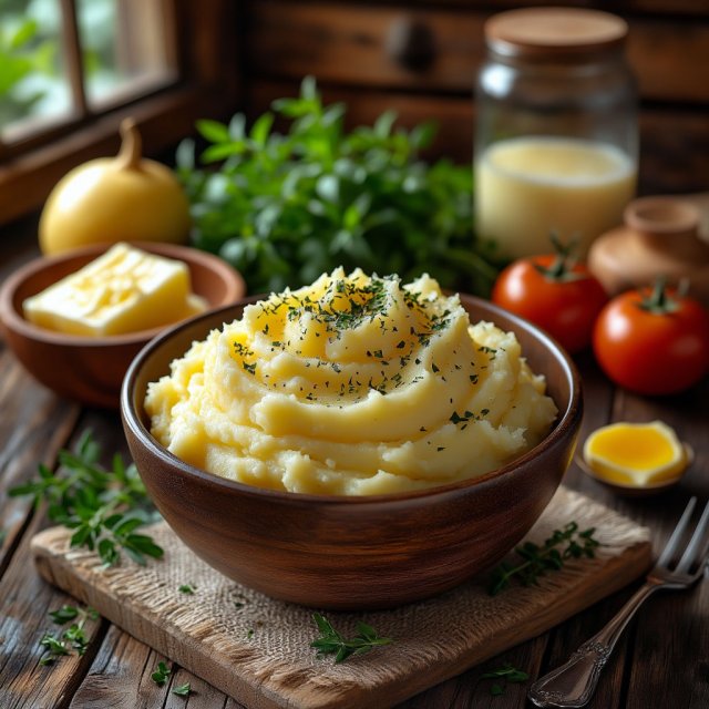 Картофельное пюре с молоком и сливочным маслом / без них.