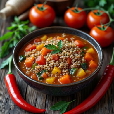 Варёная гречка с овощным красным рагу / либо с любыми другими тушенными овощами. - Шаг 1